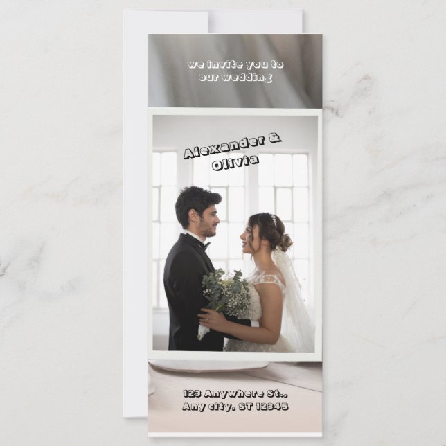Invitación Boda blanca elegante (Anverso)