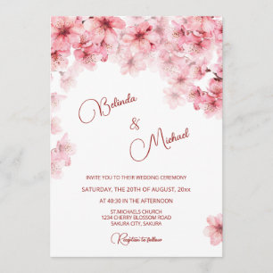Invitación Boda Blanca Flor de Cerezo