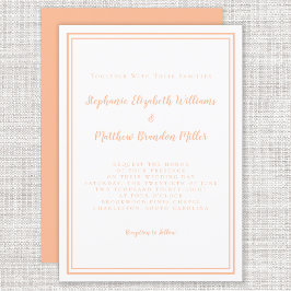 Invitación Boda Blanca Melocotón Simple Minimalista Chic Mode