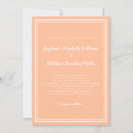 Invitación Boda Blanca Melocotón Simple Minimalista Moderna C