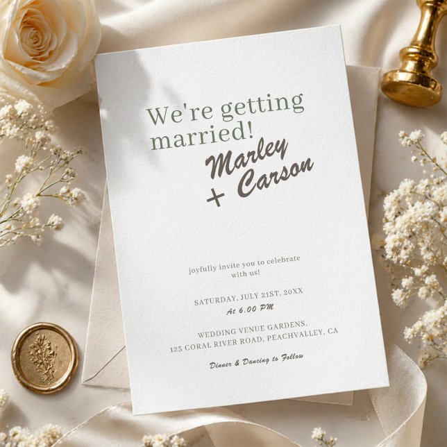 Invitación Boda blanca minimalista moderna funky (Subido por el creador)