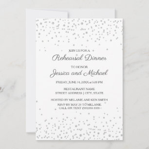 Invitación Boda Blanca Plateada con Brillo de Diamante Ensayo