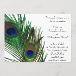 Invitación Boda blanca preciosa y elegante del pavo real