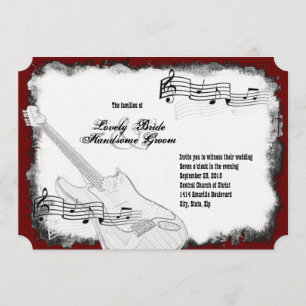 Invitación Boda blanca roja de la música del negro de la
