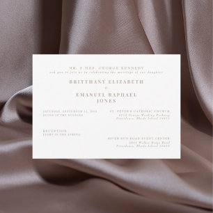 Invitación Boda Blanca Simple de los Padres de la Novia con T