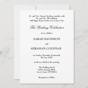 Invitación Boda Blanca Tradicional Clásica Formal y Elegante