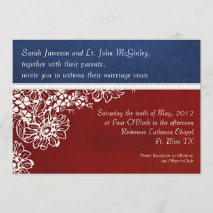 Invitación Boda blanca y azul roja militar patriótica