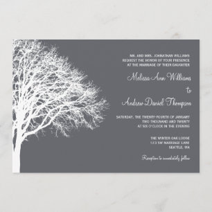 Invitación Boda blanca y gris del roble del invierno