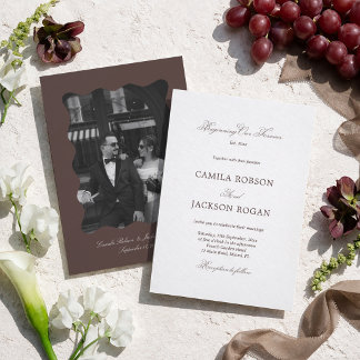 Invitación Boda Blanca y Marrón