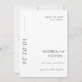 Invitación Boda blanca y negra salva la foto de la fecha