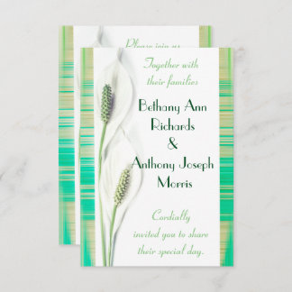 Invitación Boda blanca y verde de la cala