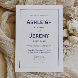 Invitación Boda blanco azul de la Marina Minimalista moderna