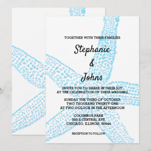 Invitación Boda blanco azul estelar