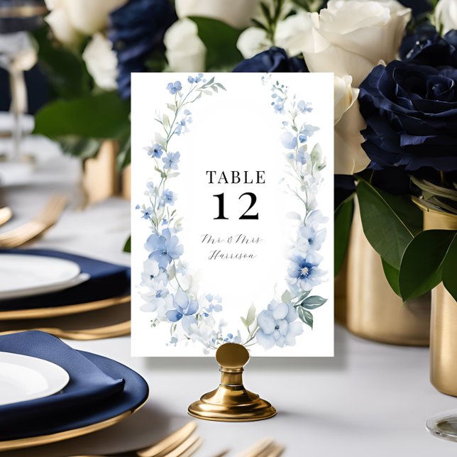 Invitación Boda blanco azul floral de verano de primavera mod (Subido por el creador)