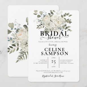 Invitación Boda blanco Bouquet Ilustracion Bridal Shower