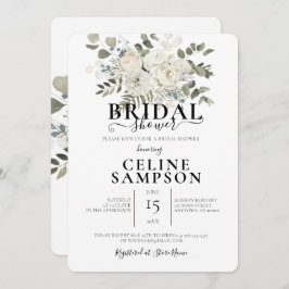 Invitación Boda blanco Bouquet Ilustracion Bridal Shower