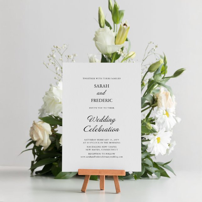 Invitación Boda blanco de caligrafía mínima de escritura mode (Subido por el creador)