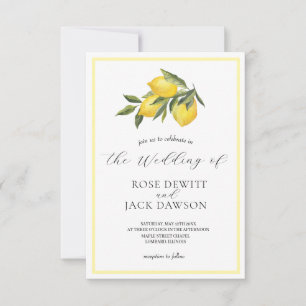 Invitación Boda blanco de color limón Garden