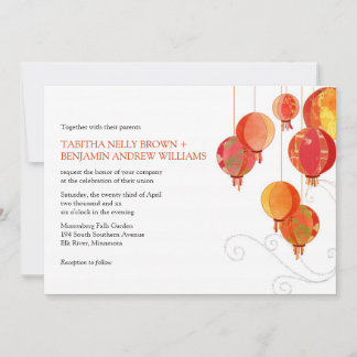 Invitación Boda blanco de faroles de papel asiáticos