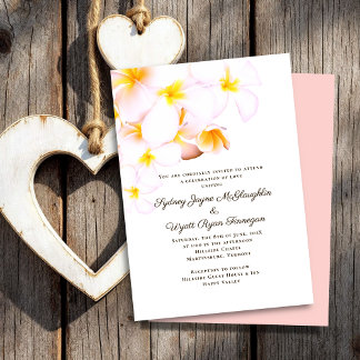 Invitación Boda blanco de flores de plumeria moderna de Hawái