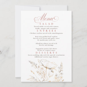 Invitación Boda blanco de flores silvestres doradas