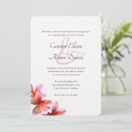 Invitación Boda blanco de frangipani floral rosa