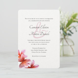 Invitación Boda blanco de frangipani floral rosa