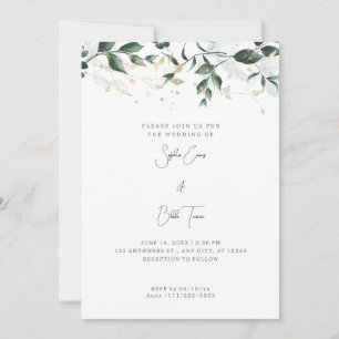 Invitación Boda blanco de hojas y vides modernas