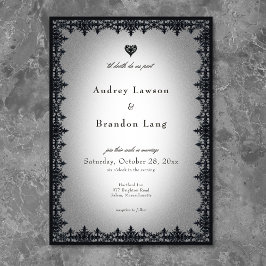 Invitación Boda blanco de la frontera gótica de hierro victor