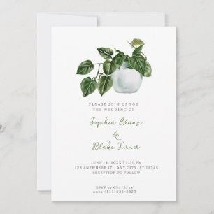 Invitación Boda blanco de la planta pulida del país moderno