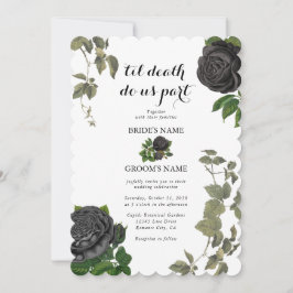 Invitación Boda blanco de Rosas negros de Halloween góticos