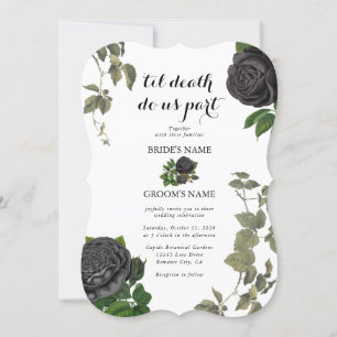 Invitación Boda blanco de Rosas negros de Halloween góticos