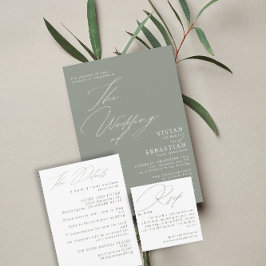 Invitación Boda blanco de sabio verde moderno