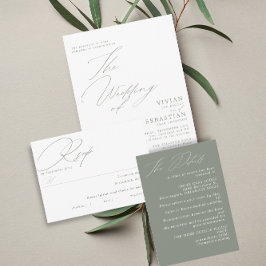 Invitación Boda blanco de sabio verde moderno