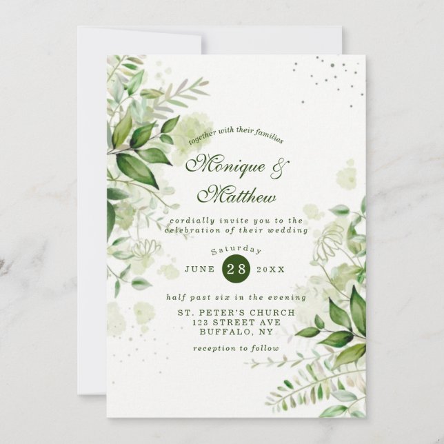 Invitación Boda blanco de vineyard de la vegetación rústica (Anverso)