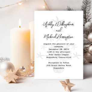 Invitación Boda blanco del árbol de Navidad a orillas del mar