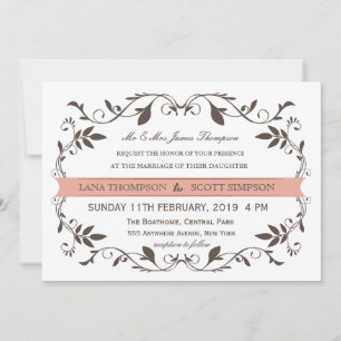 Invitación Boda blanco del Flourish elegante del Victorian