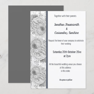 Invitación Boda BLANCO DEL GUARNECIDO DE PLATA DE ROSA FLORAL