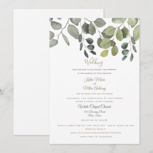 Invitación Boda blanco del sitio web de Eucalyptus Foliage mo