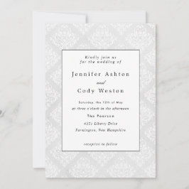 Invitación Boda blanco elegante de Damask