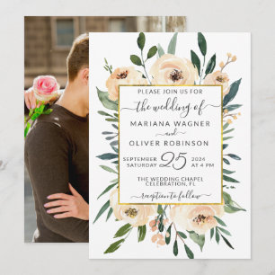 Invitación Boda blanco floral