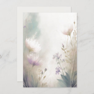 Invitación Boda blanco floral rosa claro y morado