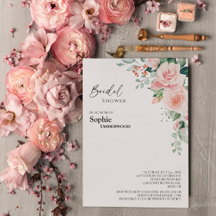 Invitación Boda blanco floral Rubor Bridal Shower