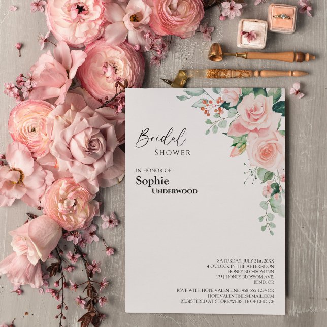 Invitación Boda blanco floral Rubor Bridal Shower (Subido por el creador)