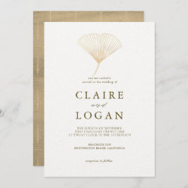 Invitación Boda blanco Gold Ginkgo Leaf