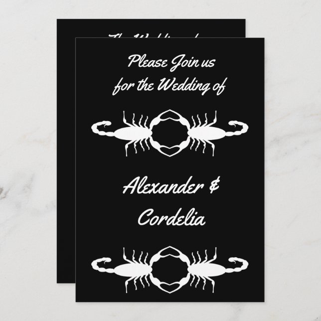 Invitación Boda blanco gótico Scorpions Personalizado (Anverso / Reverso)
