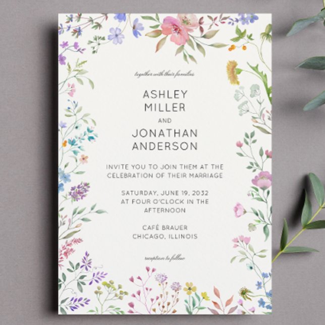 Invitación Boda blanco marfil, flor silvestre simple y eterna (Subido por el creador)