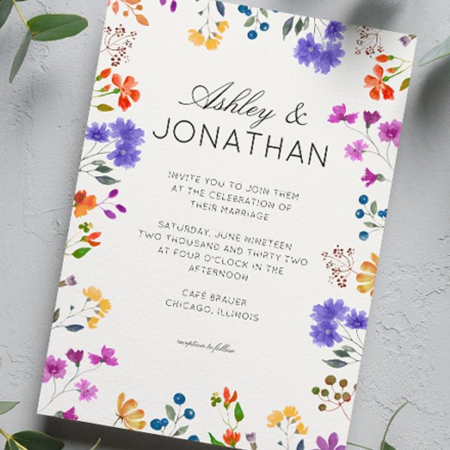 Invitación Boda blanco marfil, flor silvestre simple y eterna (Subido por el creador)