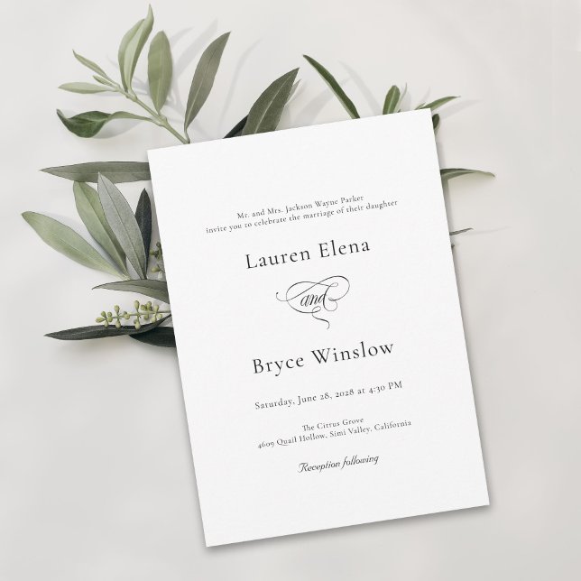 Invitación Boda blanco minimalista elegante (Subido por el creador)