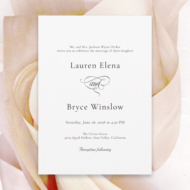 Invitación Boda blanco minimalista elegante (Subido por el creador)